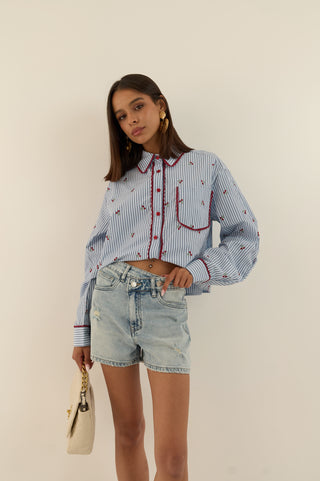 SHORTS DENIM VITA INCROCIATA
