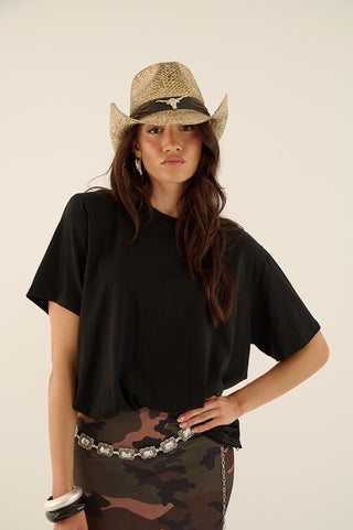 T-SHIRT CON SPALLINA IMBOTTITA NERA