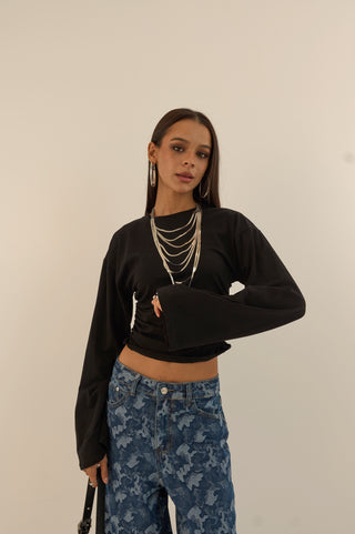 MAGLIA MANICHE SVASATE KATE NERO