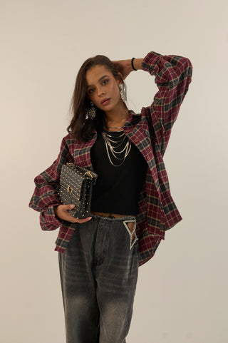 CAMICIA TARTAN TAYLOR BORDEAUX