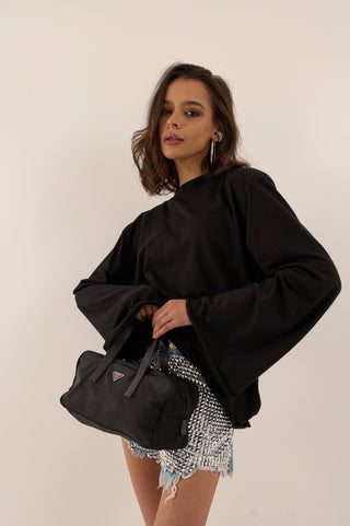 MAGLIA CON SPALLINA IMBOTTITA BEL NERO