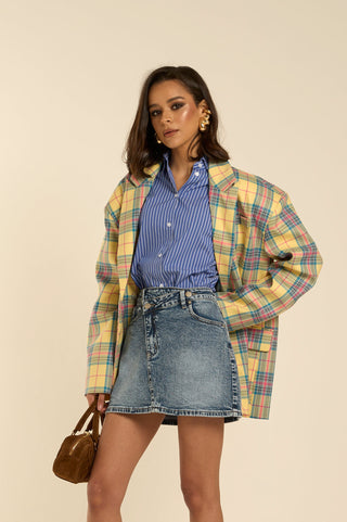 GONNA CROSS ASSYMETRIC in denim SCURO