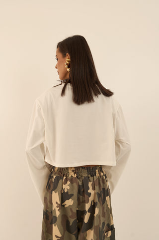 MICRO MAGLIA CON SPALLINA IMBOTTITA BEL BIANCO