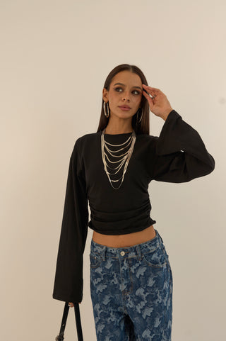 MAGLIA MANICHE SVASATE KATE NERO
