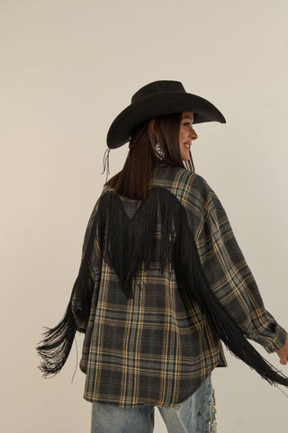 CAMICIA CHECK FRANGE RODEO NERO