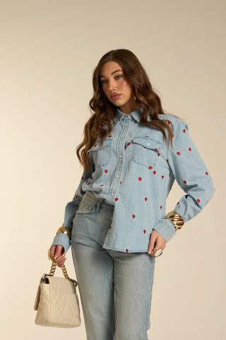 RED HEART DENIM shirt