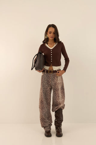 JEANS WIDE LEG DAINO MARRONE