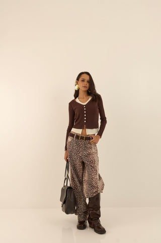 JEANS WIDE LEG DAINO MARRONE