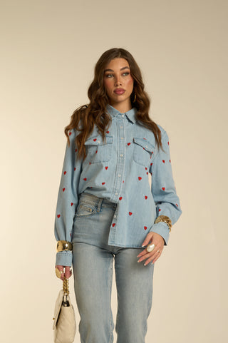 RED HEART DENIM shirt