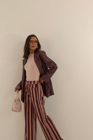 PANTALONE BETTY RIGATO BORDEAUX