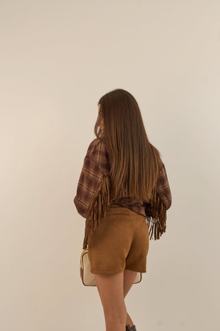GONNA PANTALONCINO BORCHIE CAMMELLO