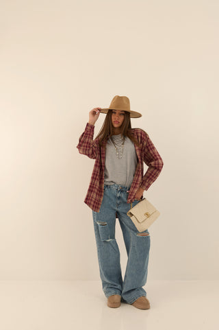 CAMICIA WESTERN BORDEAUX