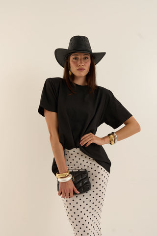 T-SHIRT CON SPALLINA IMBOTTITA NERA