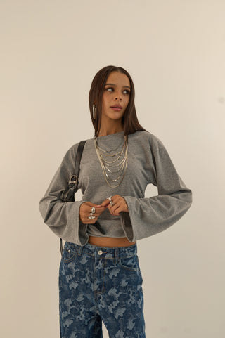 MAGLIA MANICHE SVASATE KATE GRIGIO