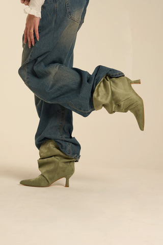 GREEN SALVIA SUEDE stivaletto