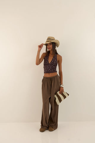TOP HALTER RODEO MARRONE