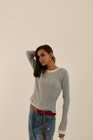 MAGLIA COSTE LAYER GRIGIO