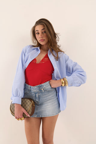 GONNA CROSS ASSYMETRIC in denim CHIARO