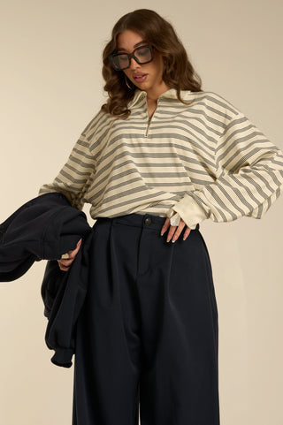 NAVY OVERSIZE WIDE PANTS