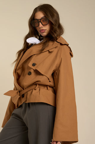 CAMEL DENIM TRENCH
