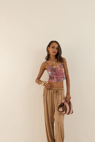PANTALONE SATIN SABBIA