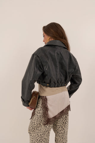 GIACCA PELLE ASPHALT