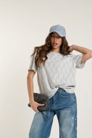 T-SHIRT CON SPALLINA IMBOTTITA IN PIZZO