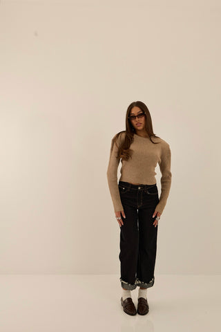 JEANS SFRANGIATO CON RISVOLTO INDIGO
