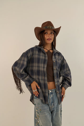 CAMICIA CHECK FRANGE RODEO BLU