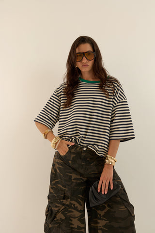 T-SHIRT squadrata a righe MARTINA BLU