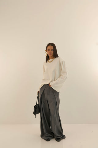 PANTALONE SARTORIALE OFFICE GESSATO GRIGIO