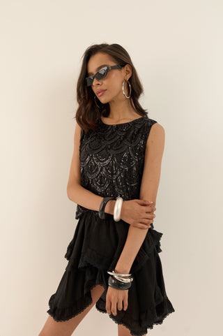 TOP PAILLETTES GATSBY NERO