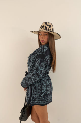 CARDIGAN JACQUARD BLU