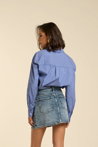 GONNA CROSS ASSYMETRIC in denim SCURO