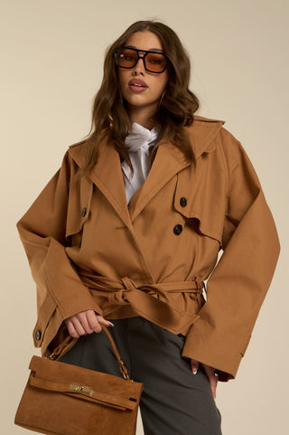 CAMEL DENIM TRENCH