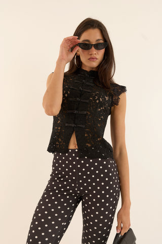 ROMANTIC LACE TOP NERO