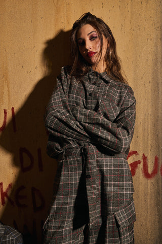 COORDINATO CHECK STRANGER BORDEAUX