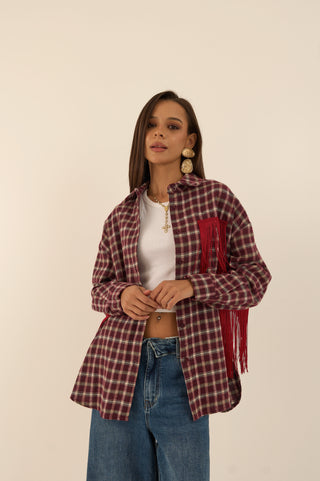 CAMICIA CHECK FRANGE SALOON BORDEAUX