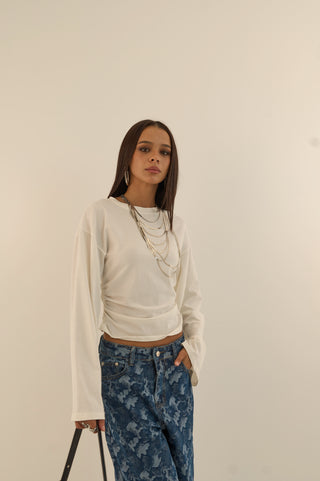 MAGLIA MANICHE SVASATE KATE BIANCO