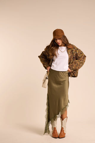 Gonna satinata in pizzo MILLY