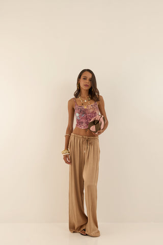 PANTALONE SATIN SABBIA