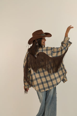 CAMICIA CHECK FRANGE RODEO PANNA