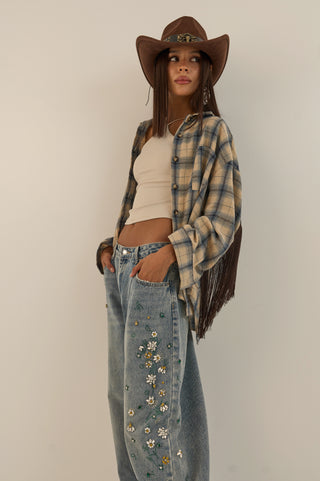 CRYSTAL GARDEN DENIM JEANS