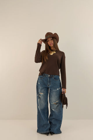 MAGLIA BASIC ALMA MARRONE SCURO