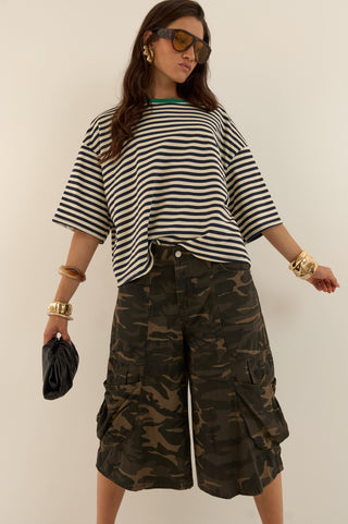T-SHIRT squadrata a righe MARTINA BLU
