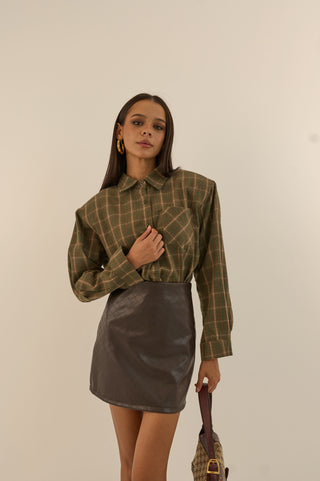 CAMICIA SPALLA IMBOTTITA EDIMBURGH VERDE OLIVA