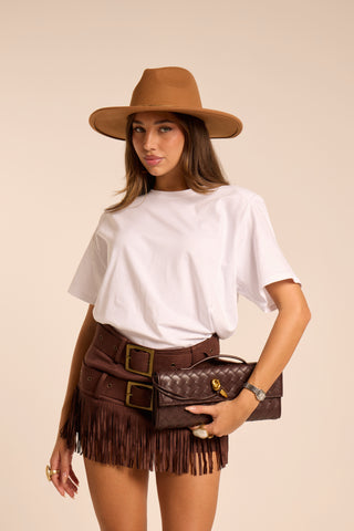 T-shirt con spalline oversize White