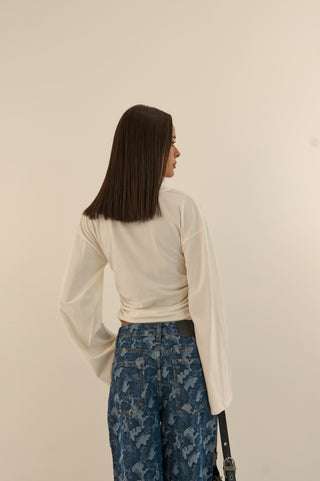 MAGLIA MANICHE SVASATE KATE BIANCO