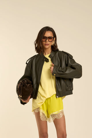 Giacca bomber NAKER LEATHER GREEN