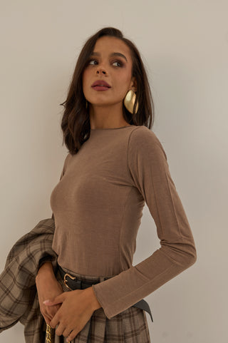 MAGLIA A MANICA LUNGA ROSINA BEIGE